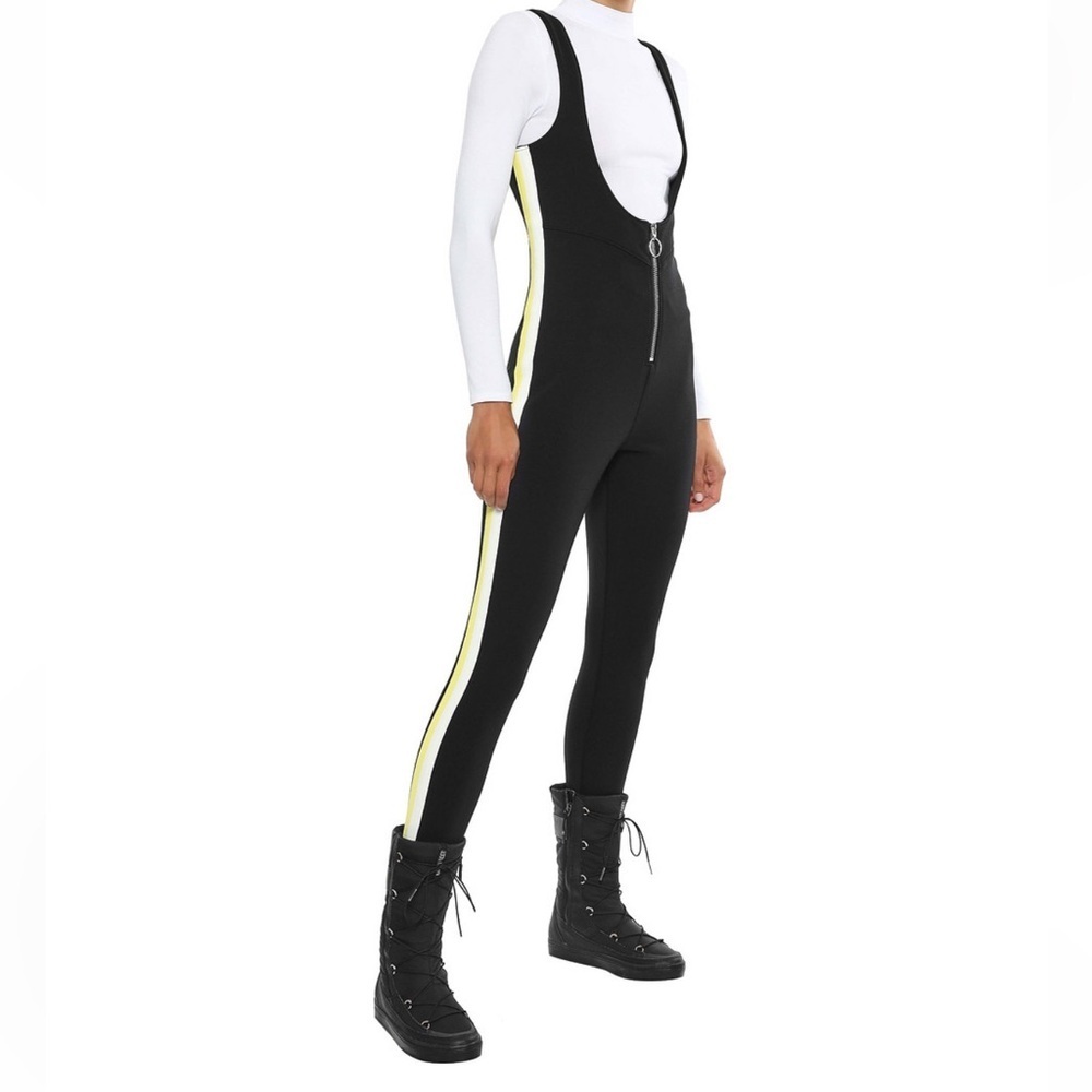 Cordova Vail Striped Stretch Stirrup Ski Suit Black Size S NWOT